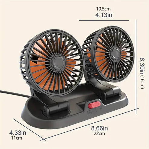 SOGO 360° Rotatable Dual Car Fans – Dash Mount Cooling for Summer | Premium Quality