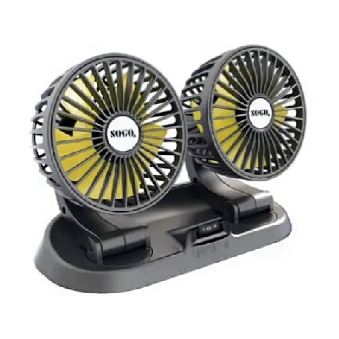 SOGO 360° Rotatable Dual Car Fans – Dash Mount Cooling for Summer | Premium Quality
